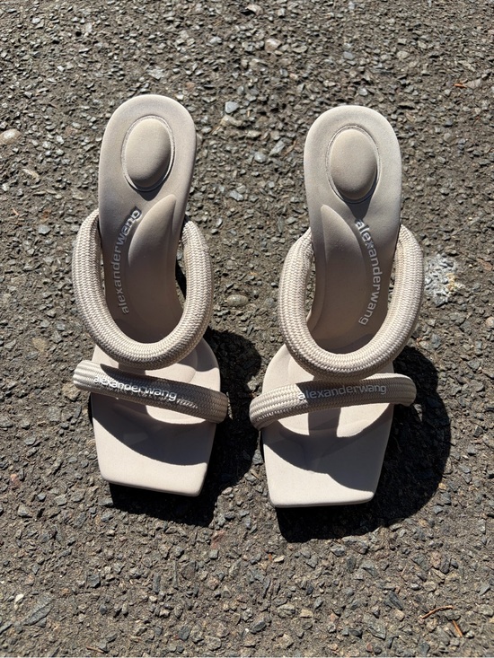 Alexander Wang Shoes - Alexander Wang Beige Loop-Strap Heeled Sandals